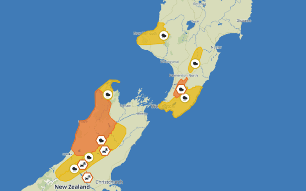 A MetService screengrab at 11.50am on Sunday 6 September