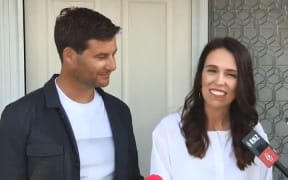Prime Minister Jacinda Ardern and partner Clarke Gayford on the baby news.