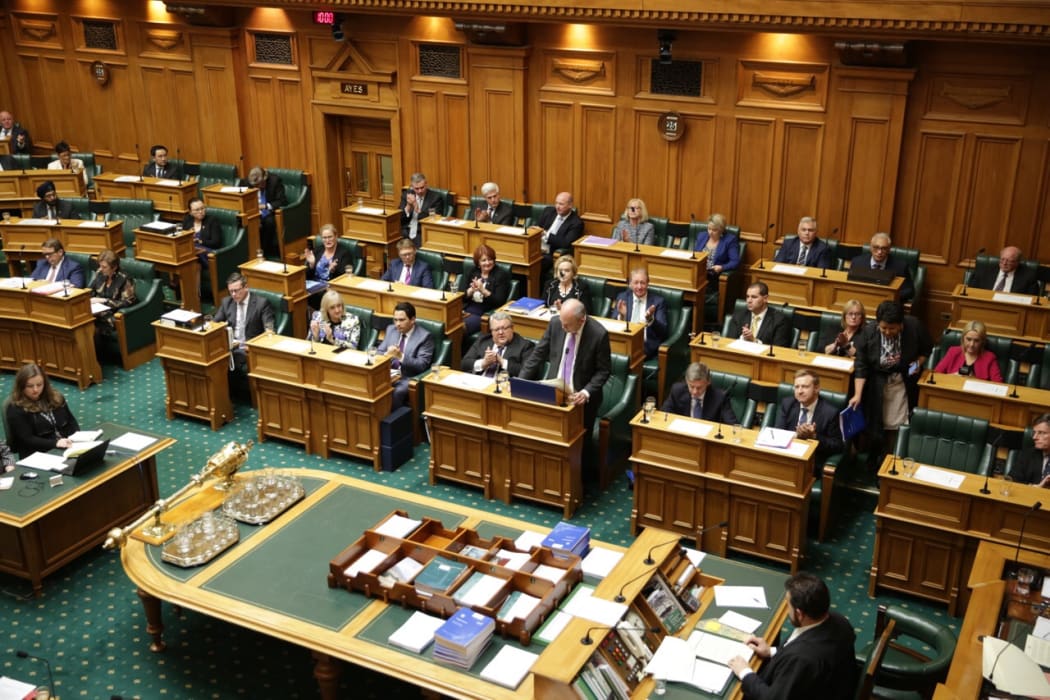 Wideshot of Budget 2017 being delivered.