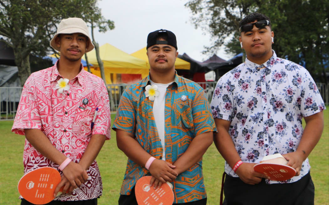 Samoan stage helpers on break - day 2 Polyfest 2021