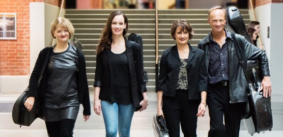 The New Zealand String Quartet (l to r: Gillian Ansell, Monique Lapins, Helene Pohl, Rolf Gjelsten)