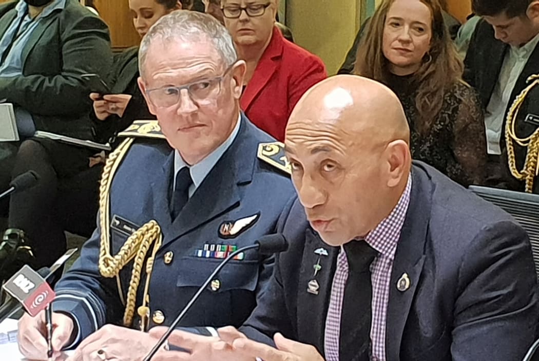 Defence Force chief Air Marshal Kevin Short, left, and Defence Minister Ron Mark.