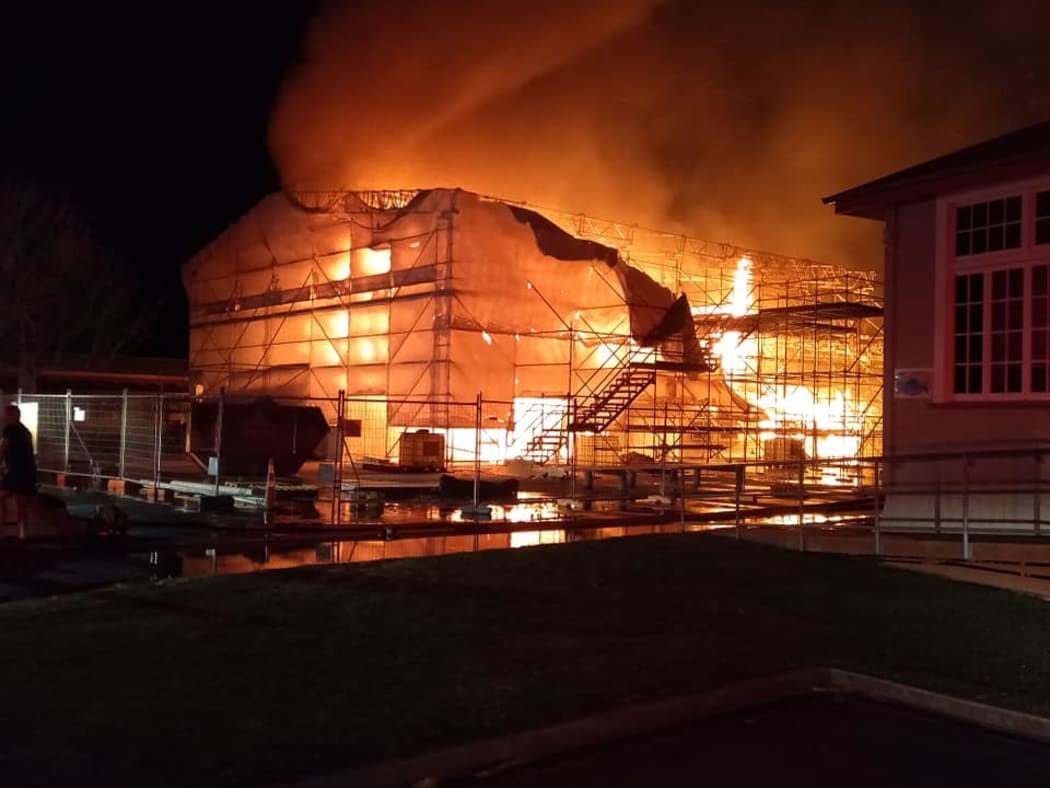 The A Block at Apanui School was well ablaze by the time fire crews arrived.