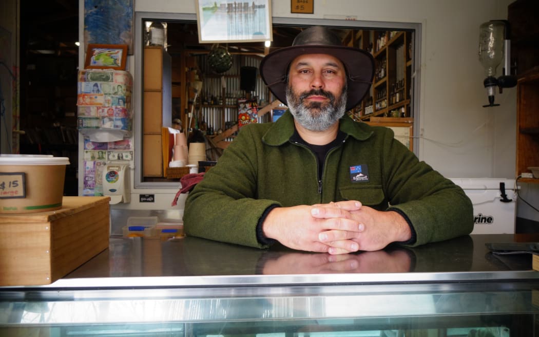 Tom Walters inside Matakana Oysters.