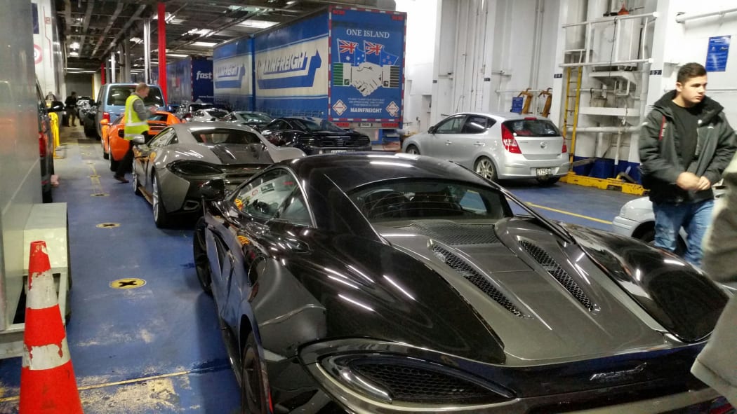 McLaren supercars on the Interislander ferry Kaitaki.