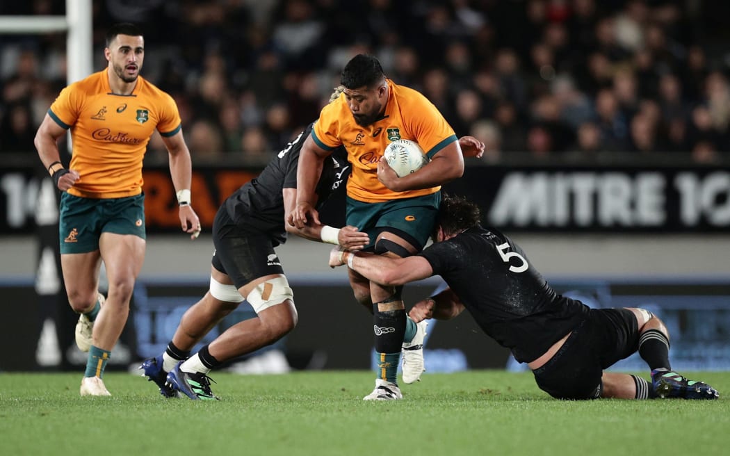 Folau Fainga'a of Australia during the Bledisloe Cup and Rugby Championship match between New Zealand and Australia at Eden Park, Auckland, New Zealand on Saturday, September 24, 2022. Photo: David Rowland / Photosport NZ