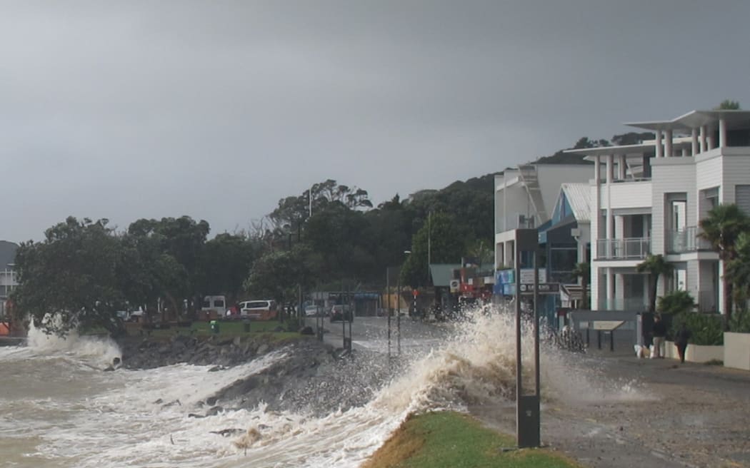 Giant waves have caused almost $1 million damage to Paihia waterfront in the last 20 years, including those in this 2014 storm.