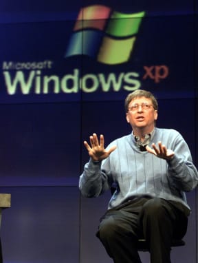 Bill Gates addresses the media about Windows XP.
