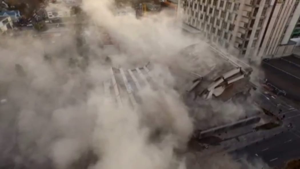Chch police station implosion