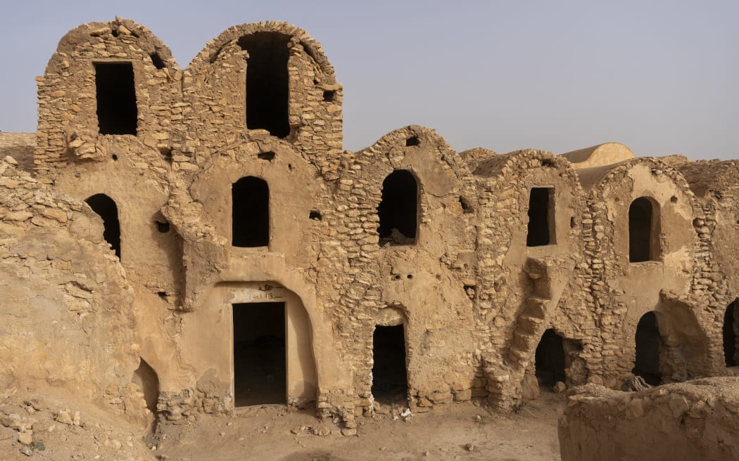 Tunisia, Hedada, 2023-11-04. Ksar Hedada building used as a location for the Star Wars film The Phantom Menace, planet Tatooine. Photography by Antoine Boureau / Hans Lucas.
Tunisie, Hedada, 2023-11-04. Ksar Hedada batiment utilise comme lieu de decors pour le film Star Wars La menace fantome, planete Tatooine. Photographie par Antoine Boureau / Hans Lucas. (Photo by Antoine Boureau / Hans Lucas / Hans Lucas via AFP)