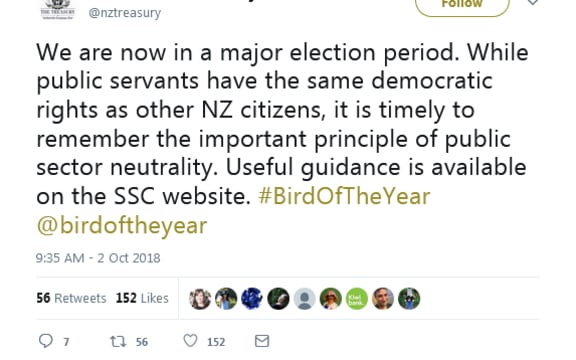 A tweet from the NZ Treasury