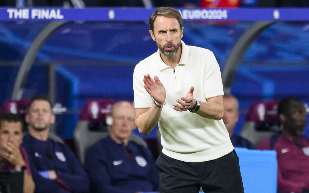 England's then national football coach Gareth Southgate gesticulates during the UEFA Euro final won by Spain, in Berlin, on 14 July, 2024.