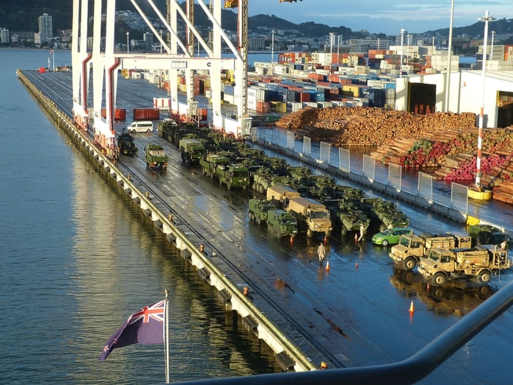 An overview of the NZDF contingent before loading in Wellington.