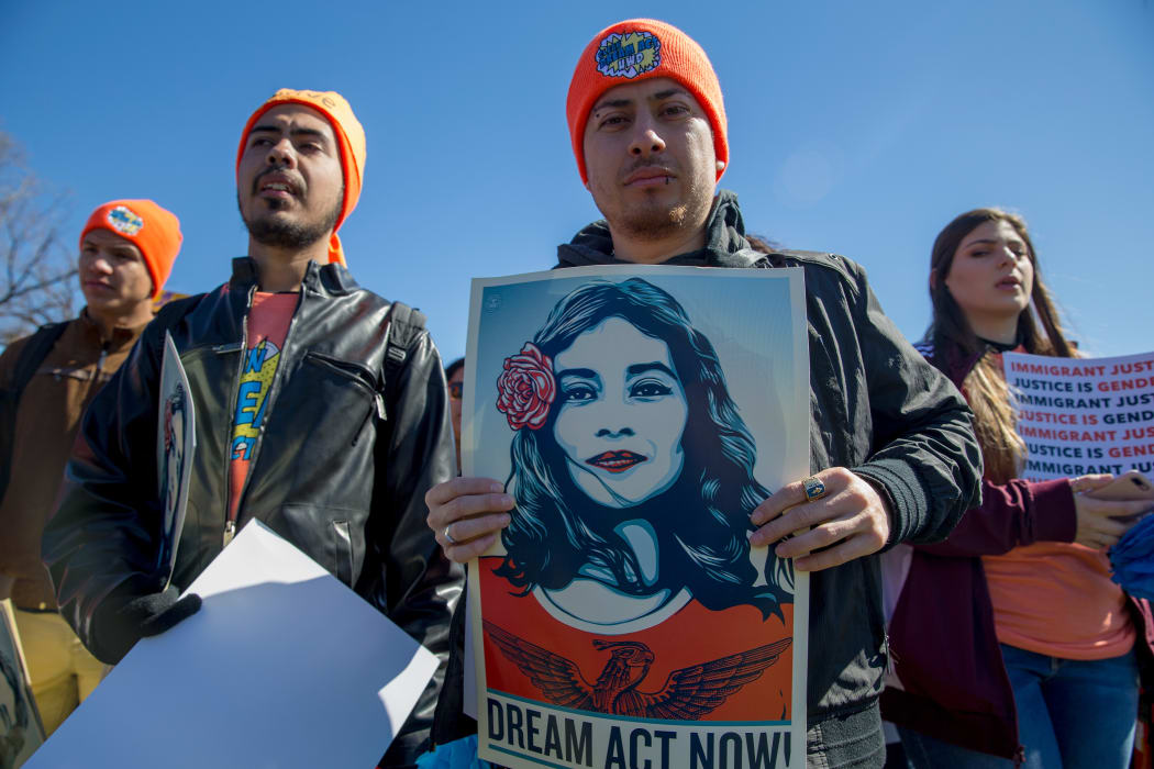 Pro DACA and Dreamer supporters march at US Capital on March 5, 2018 in Washington, DC