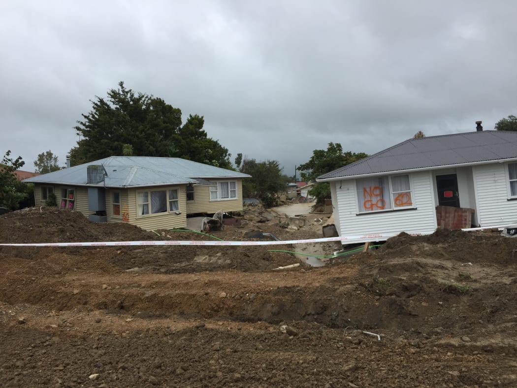 Some of the worst-affected houses on College Rd, Edgecumbe.