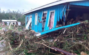 A destroyed house in the Fiji village of Cogea.