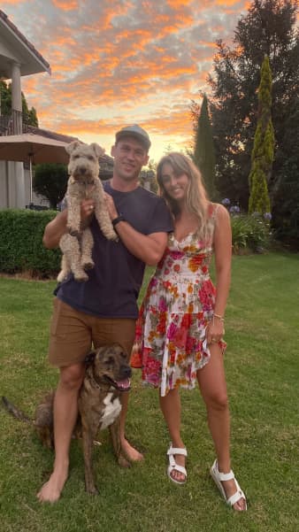 Robbie Macgregor and Caitlin Nugent with Robbie's family dog, Milly