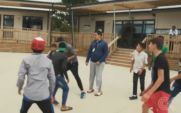 Refugees play at the Mangere Refugee Resettlement Centre.