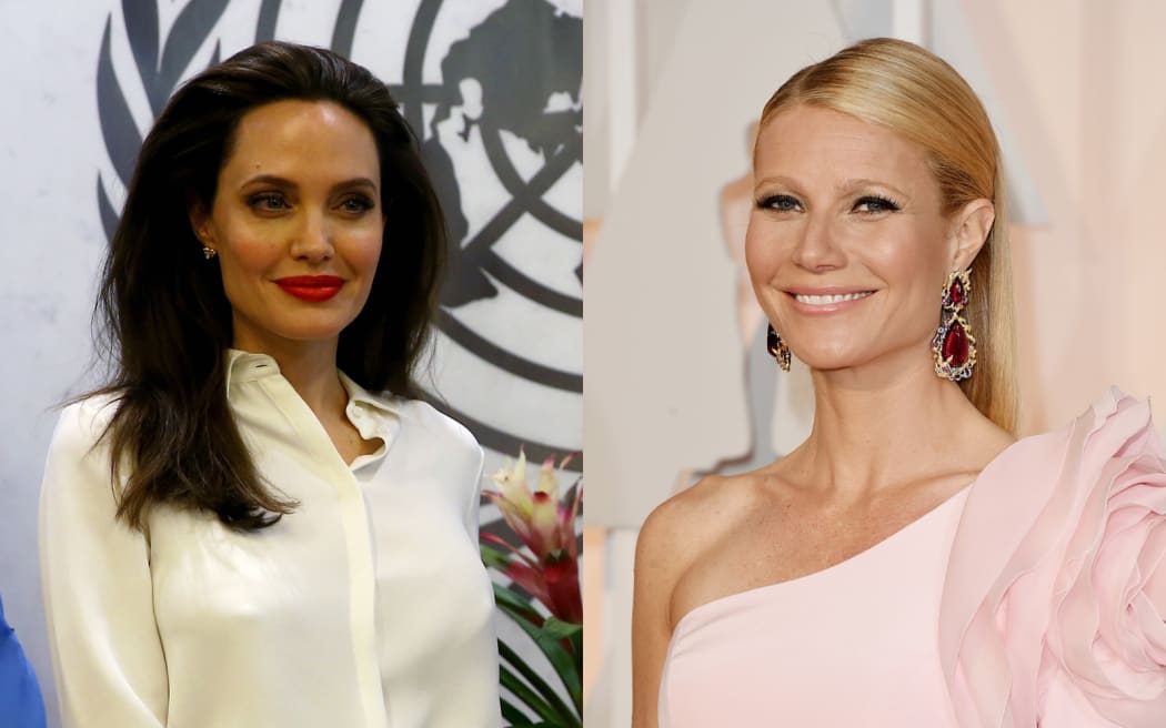 Angelina Jolie, left, and Gwyneth Paltrow say they both were sexually harassed by Harvey Weinstein early in their careers