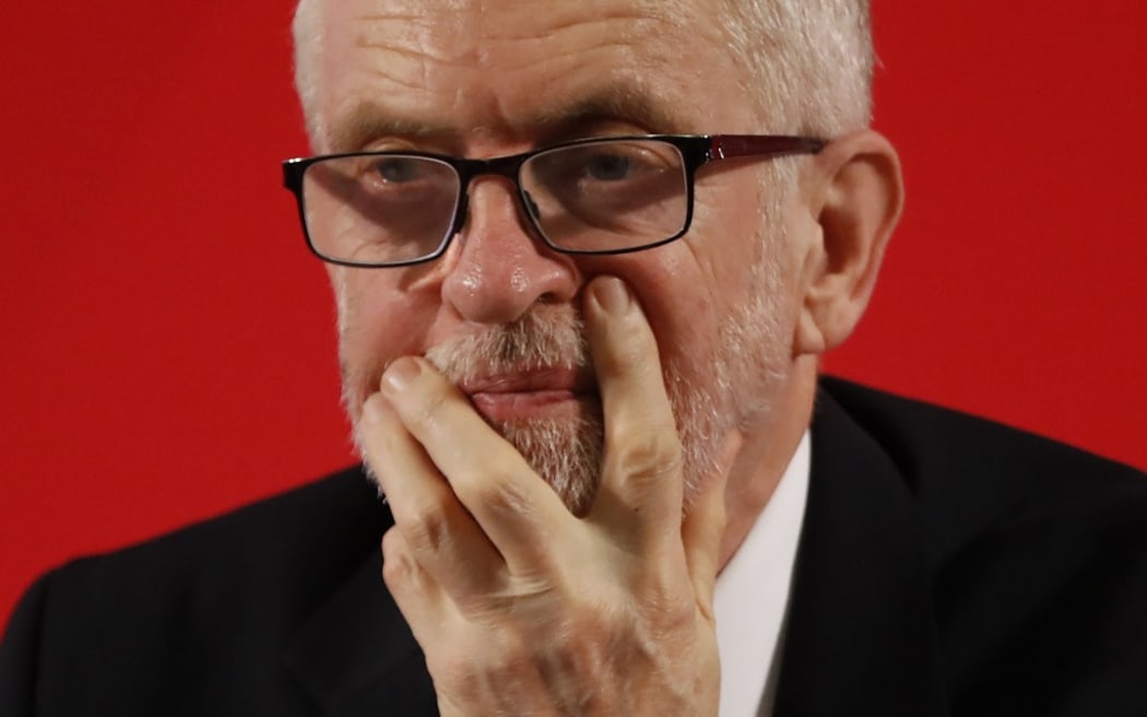 Opposition Labour party leader Jeremy Corbyn takes part in a press conference in London on November 27, 2019. -