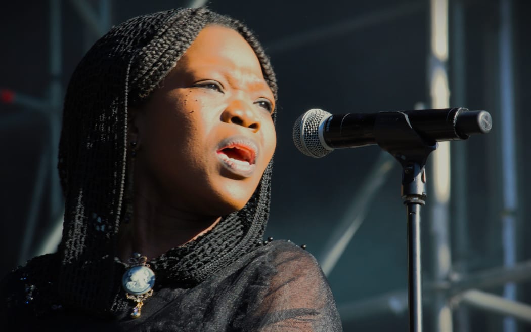 France-based Haitian singer Moonlight Benjamin performs on the second day of WOMAD in Taranaki, on 17 March, 2024.