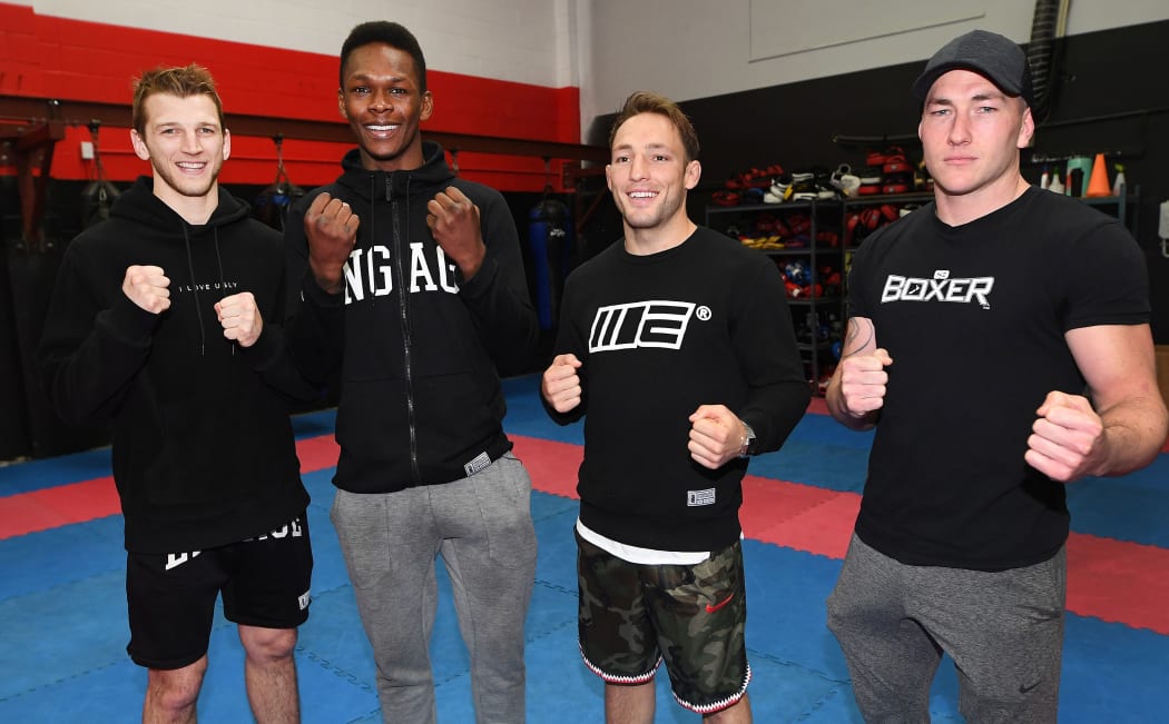 NZ UFC fighters, from left, Dan Hooker, Israel Adesanya, Brad Riddell, Luke Jumeau.