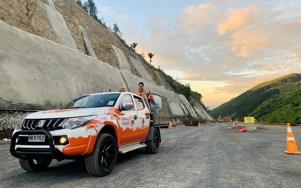 Pest control work on Transmission Gully prior to it being finished.