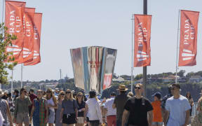 Fans at the America's Cup Village in Auckland