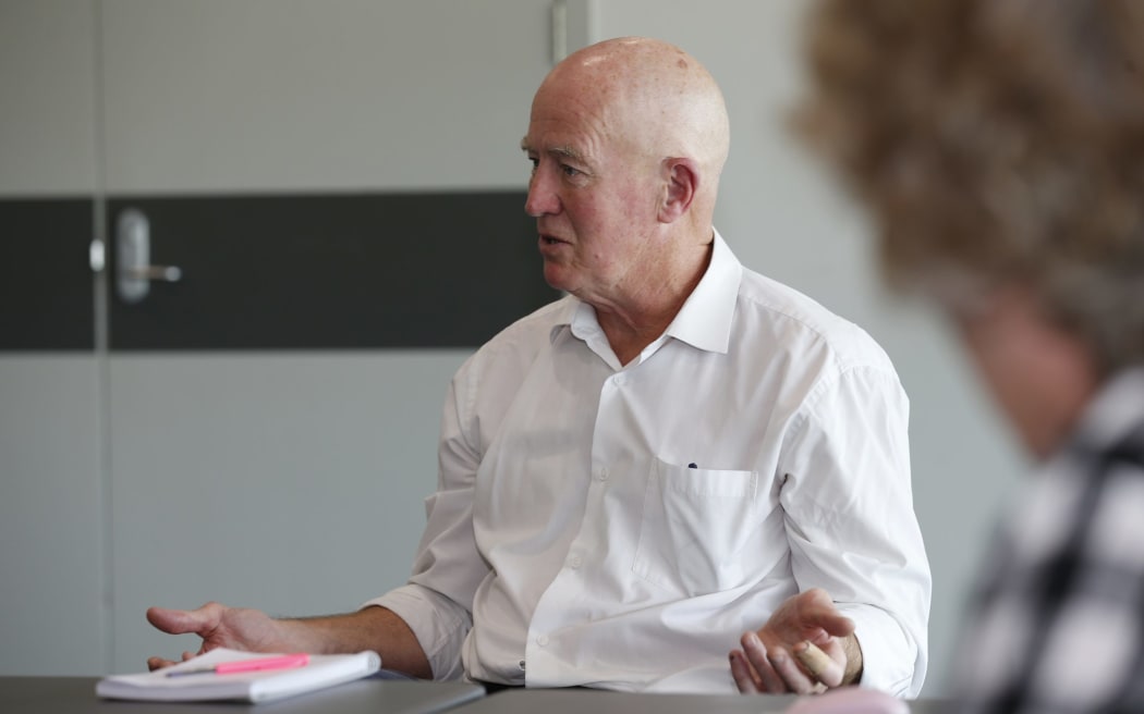 Whangārei District Council district development manager Tony Collins at the Kensington helicopter base community meeting, 26 April 2023.