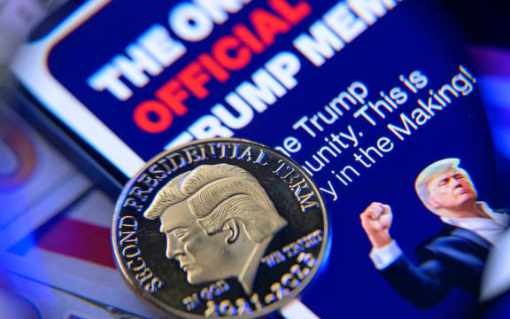 This photo illustration shows the representation of the $Trump meme coin in Brussels, Belgium, on 13 February, 2025.