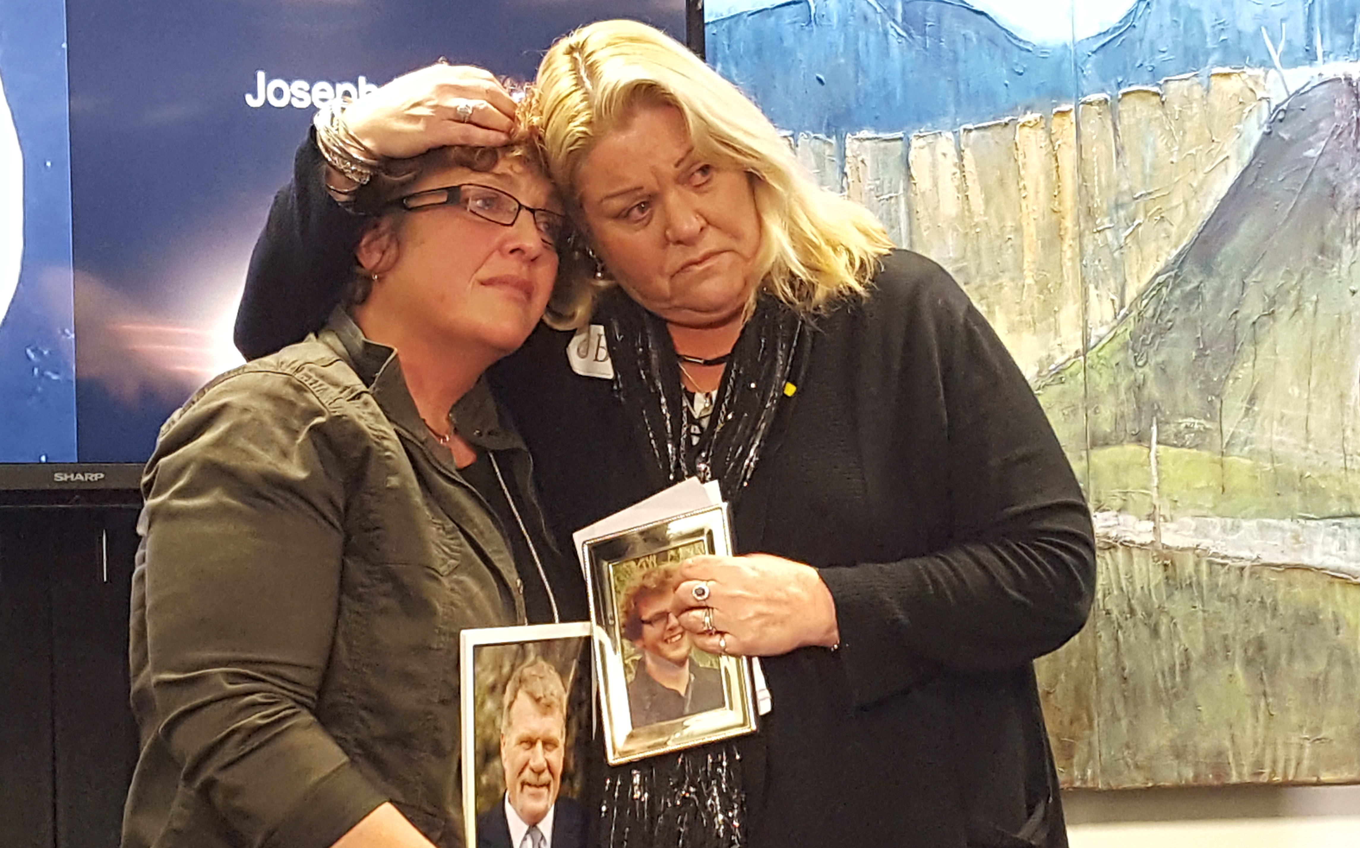 Anna Osborne, left, and Sonya Rockhouse were among family members at the signing of today's agreement