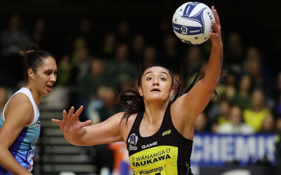 Pulse's Tiana Metuarau during the ANZ Premiership Wellington Pulse vs Mystics netball match at the TSB Arena in Wellington. 14 May 2023.