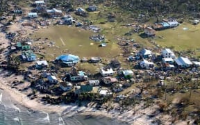 Destruction on Yacata island following Cyclone Winston