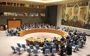 The United Nations Security Council holds a meeting addressing the conflict in Syria at the UN's New York City headquarters.