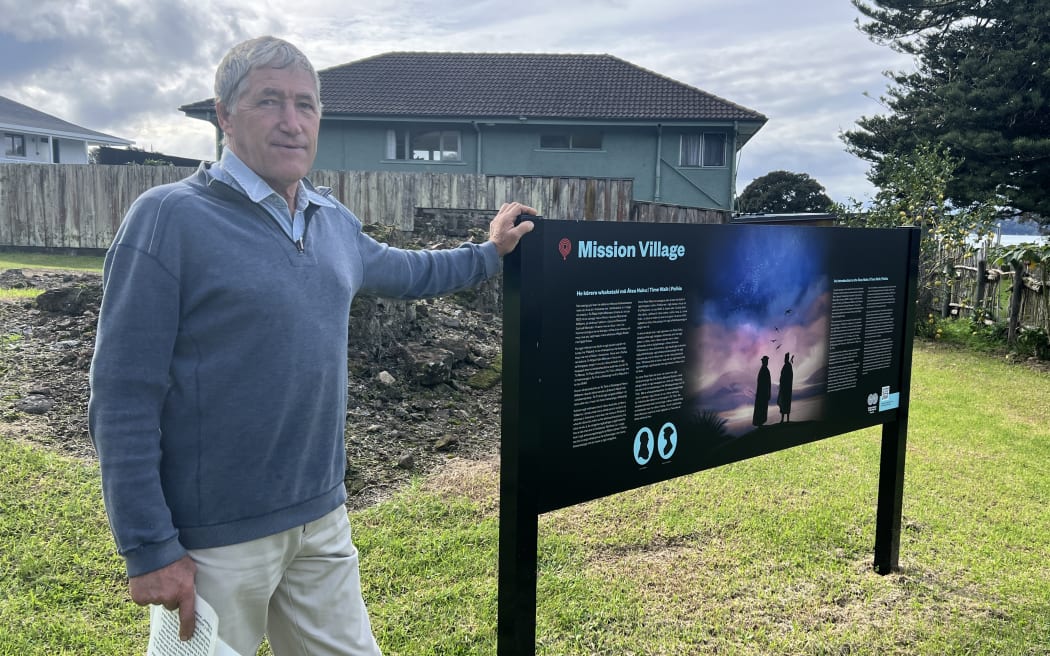 Martin Robinson, a descendant of Henry Williams at old site of Mission Village, Paihia.