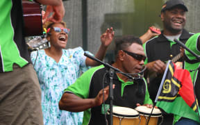 The Vanuatu community performing at the Wellington Pasifika Festival. 23 January 2021