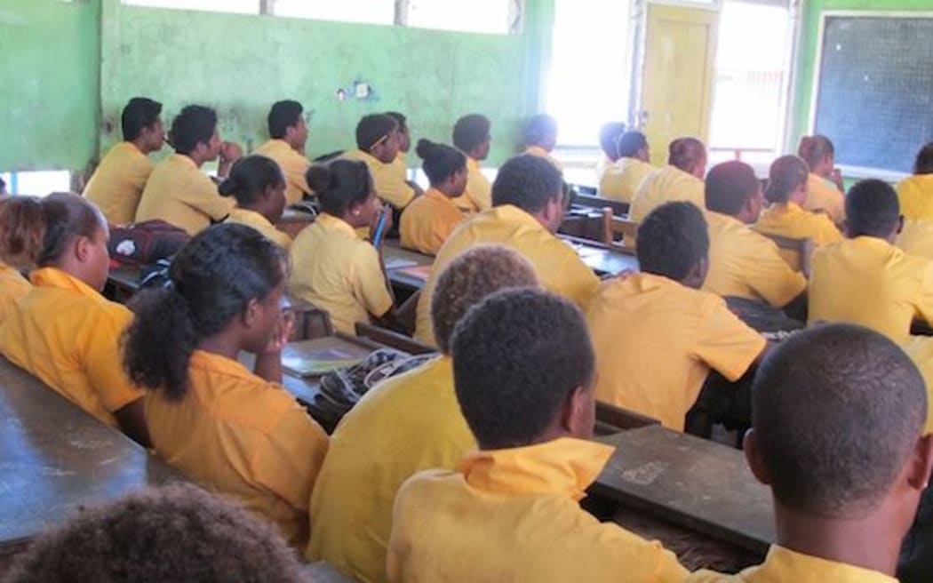 Solomon islands school children in class.