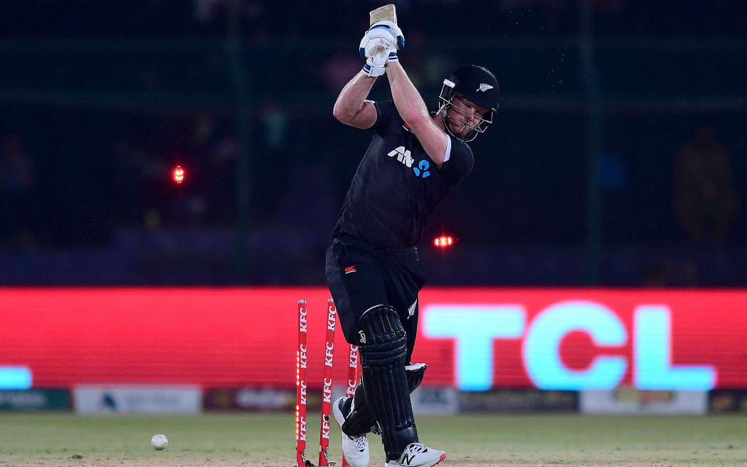 Black Cap Jimmy Neesham is clean bowled by Pakistan's Haris Rauf during the fourth ODI at Karachi.