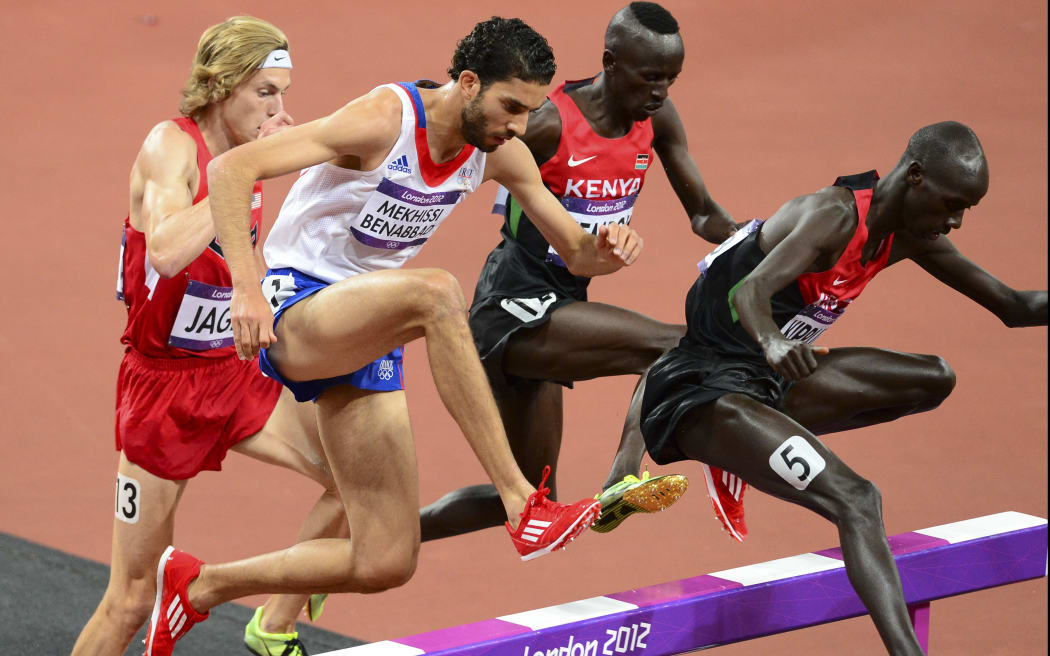 Frenchman Mahiedine Mekhissi-Benabbad competing at the London Olympics.