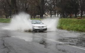 Avonside Drive, Christchurch after heavy rain on 12 July 2022.