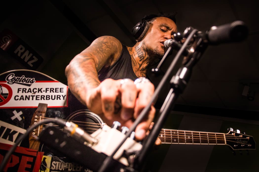 Tiki Taane performing in the Auckland studio for NZ Live