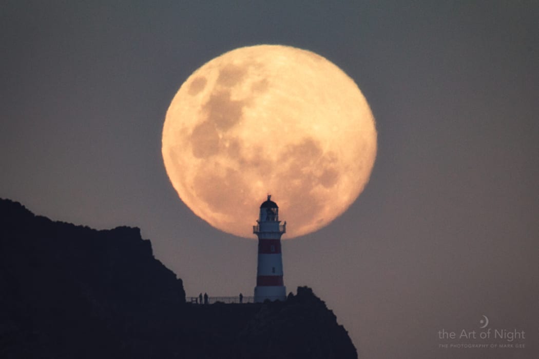Supermoon rising over Cape Palliser, Wairarapa on Sunday.