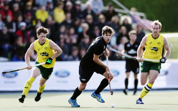 Black Sticks striker James Coughlan in action against Australia