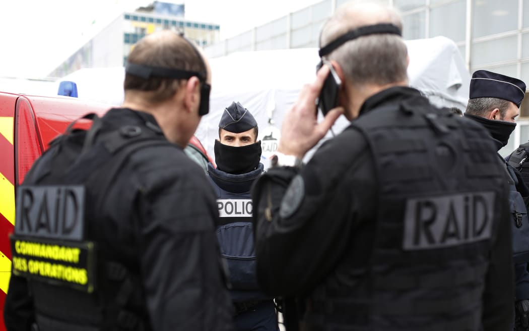Police at the scene of the incident at Orly airport in Paris.