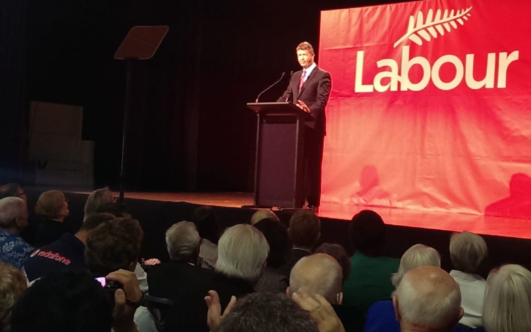 Labour party leader David Cunliffe addresses the audience at Kelston Girls' College in Auckland.