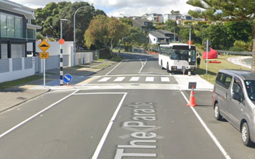 The raised pedestrian crossing on The Parade, Bucklands Beach.