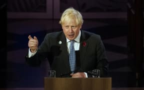 British Prime Minister Boris Johnson makes an address to mark the opening day of COP26 in Glasgow, Scotland on 1 November, 2021.