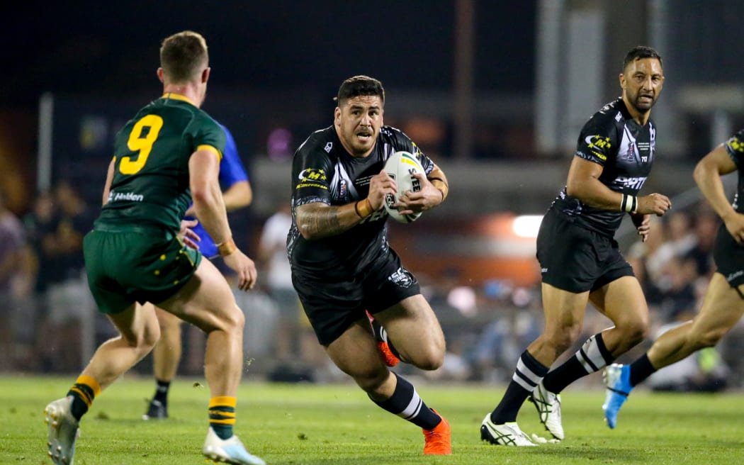 Braden Hamlin-Uele in possession during Australia v New Zealand 2019.