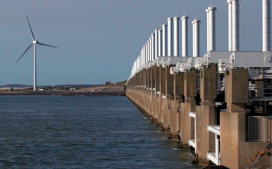 Oosterschelde storm surge barrier in the Netherlands