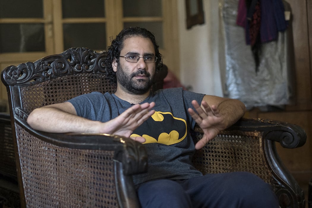 Egyptian activist and blogger Alaa Abdel Fattah gives an interview at his home in Cairo on May 17, 2019.